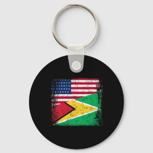 Porte-clés Drapeau guyanien vintage Guyana Usa moitié