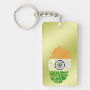 Porte-clés Drapeau indien d'empreinte digitale de contact
