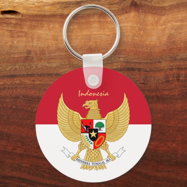 Porte-clés Drapeau indonésien, emblème & fête indonésienne /s (Recto)