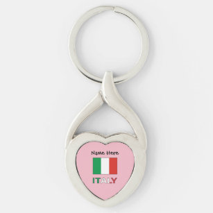 Porte-clés Drapeau italien avec votre nom