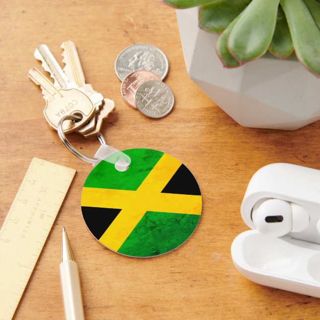 Porte-clés Drapeau Jamaïcain Effet Patiné One Love (Bureau)