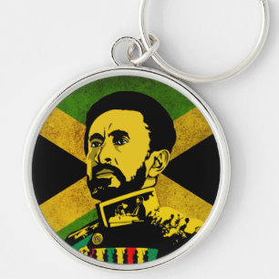 Porte-clés Drapeau Jamaïcain - hAILE sELASSIE i - Bouton Rast