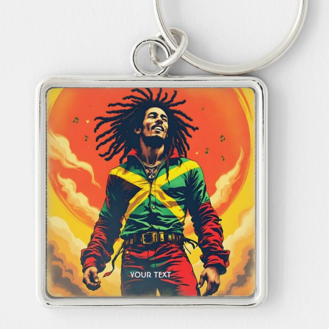 Porte-clés Drapeau jamaïcain mignon Imaginaire Sun (Devant)