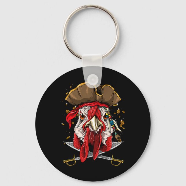 Porte-clés Drapeau Jolly Roger de poulet pirate décoration na (Recto)