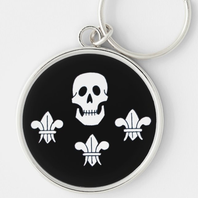 PORTE-CLÉS DRAPEAU JOLLY ROGER ET TROIS LIEUX (Devant)
