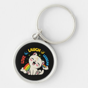 Porte-clés Drapeau lesbien de chat arc-en-ciel de mois de fie