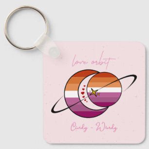 Porte-clés Drapeau lesbien Love Orbit Univers Soleil & Lune C