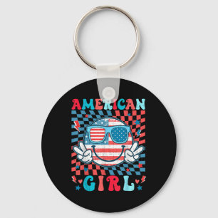 Porte-clés Drapeau mignon Usa Visage À damiers Américaine Fil