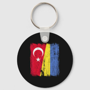 Porte-clés Drapeau moitié Turquie Ukraine Patrimoine turc ukr