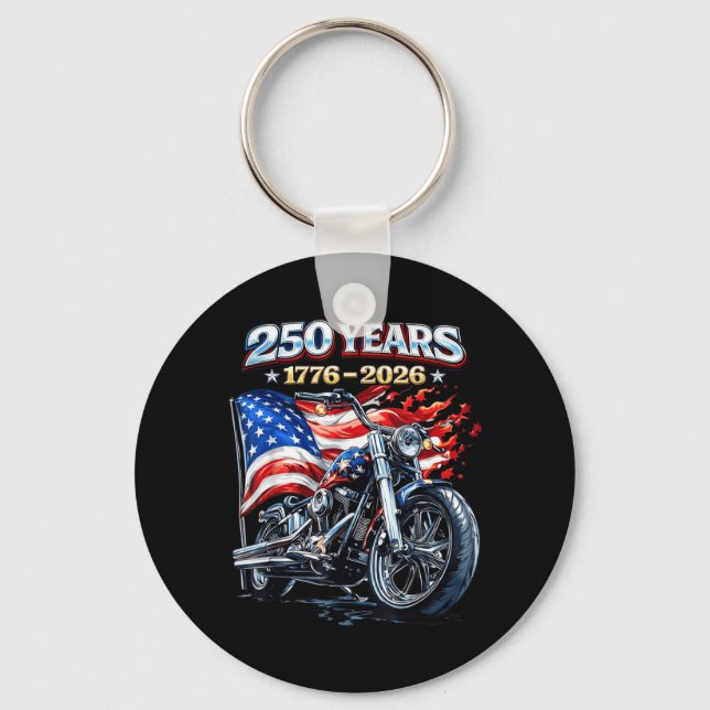 Porte-clés Drapeau Moto Biker 250 Ans Américain (Recto)