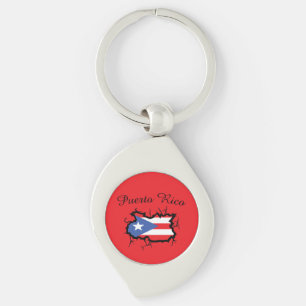 Porte-clés Drapeau national de la carte Porto Rico minimale