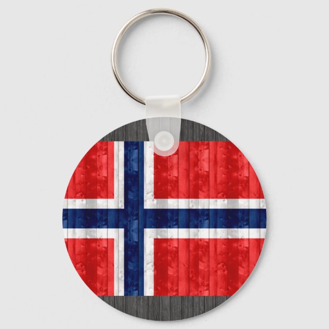 Porte-clés Drapeau norvégien en bois (Recto)