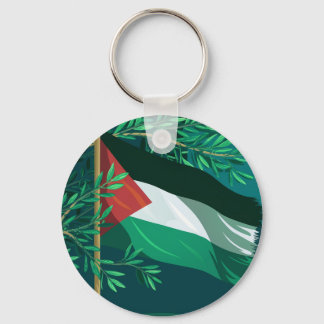 Porte-clés Drapeau palestinien et olivier