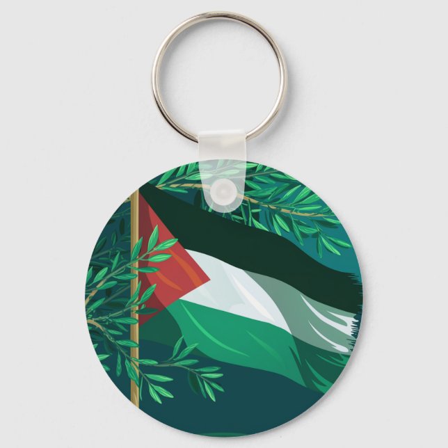 Porte-clés Drapeau palestinien et olivier (Recto)