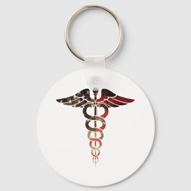 Porte-clés Drapeau Patriotique Caduceus Idéal Pour Les Infirm (Recto)