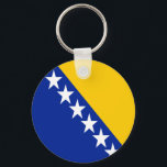 Porte-clés drapeau patriotique de Bosnie-Herzégovi<br><div class="desc">Le drapeau national de la Bosnie-Herzégovine.</div>