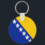 Porte-clés drapeau patriotique de Bosnie-Herzégovi<br><div class="desc">Le drapeau national de la Bosnie-Herzégovine.</div>