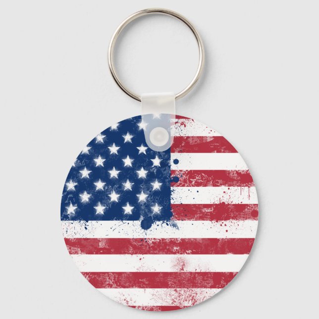 Porte-clés Drapeau peint des Etats-Unis (Recto)