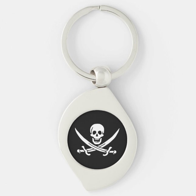 Porte-clés Drapeau pirate crâne épées croisées (Devant)