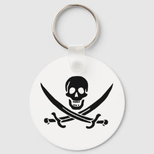 Porte-clés Drapeau pirate crâne épées croisées
