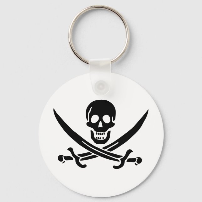 Porte-clés Drapeau pirate crâne épées croisées (Recto)