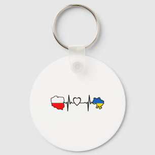 Porte-clés Drapeau polonais ukrainien - Battement de coeur Uk