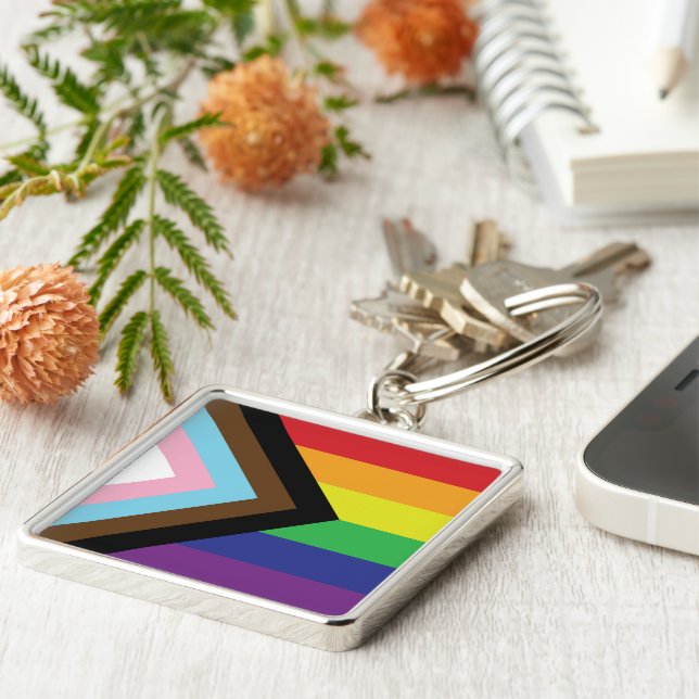 Porte-clés Drapeau progressiste LGBTQIA (Côté)