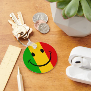 Porte-clés Drapeau Rasta Rayé Emoji Souriant