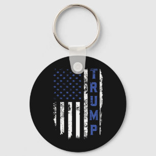 Porte-clés Drapeau républicain de la police mince ligne bleue
