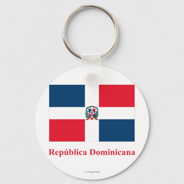 Porte-clés Drapeau République Dominicaine avec nom en espagno (Recto)