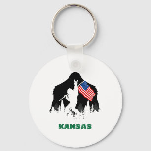 Porte-clés Drapeau Retro Sasquatch Kansas Usa Bigfoot Randonn