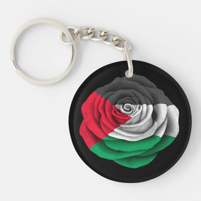 Porte-clés Drapeau rose de Palestinien sur le noir (Devant)