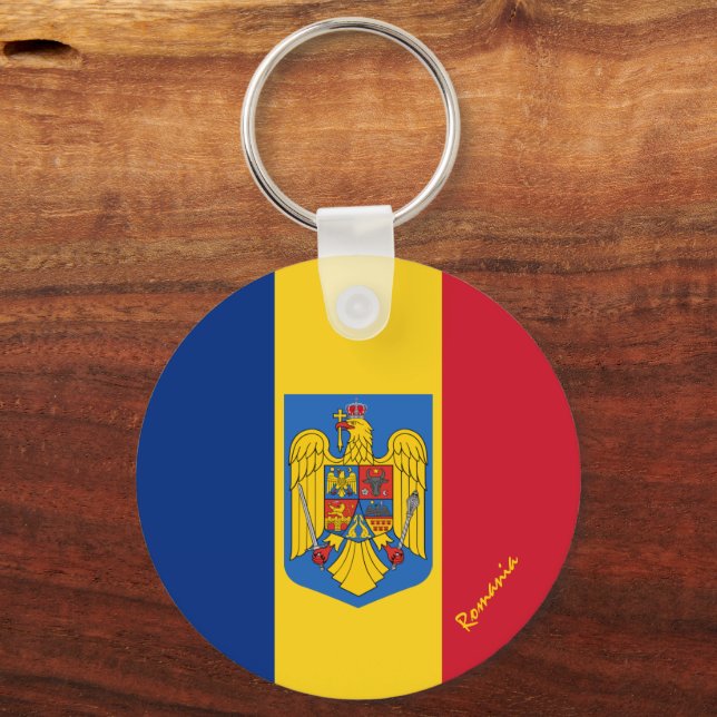 Porte-clés Drapeau roumain, emblème & Roumanie vacances / spo (Recto)