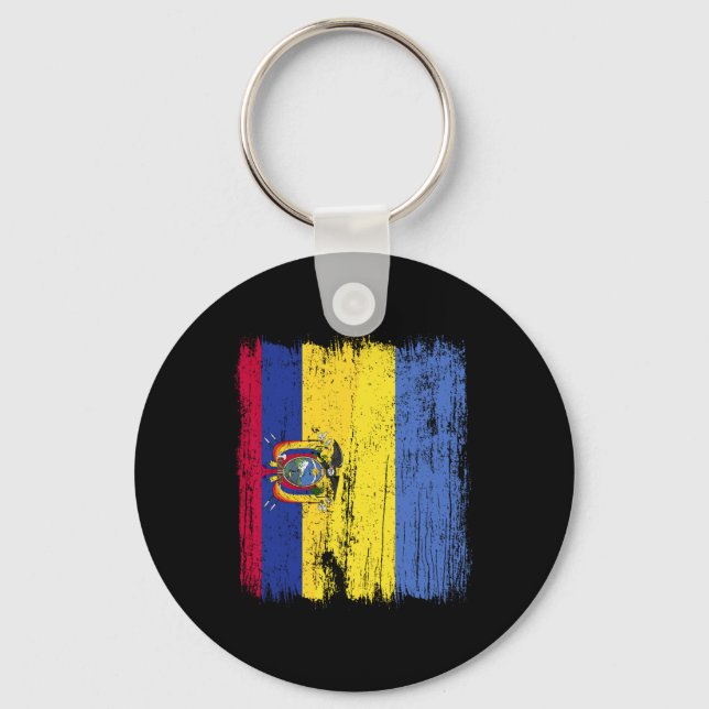 Porte-clés Drapeau semi Ecuador Ukraine équatorien ukrainien  (Recto)