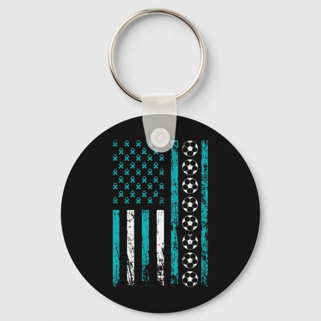 Porte-clés Drapeau sportif américain Football Sensibilisation (Recto)