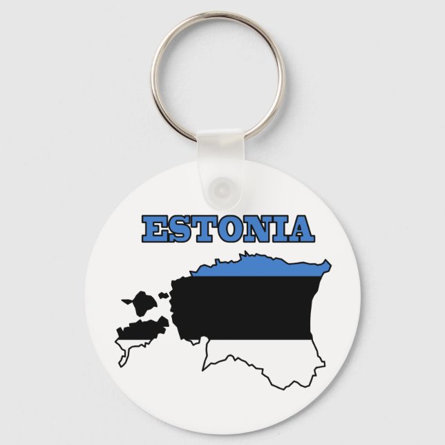 Porte-clés Drapeau sur la carte d'Estonie (Recto)