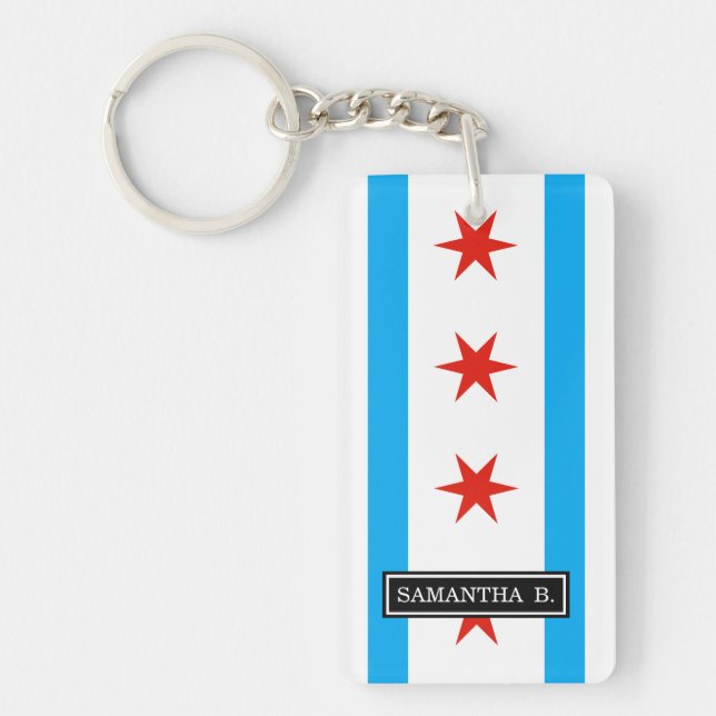 Porte-clés Drapeau traditionnel de Chicago (Devant)