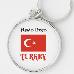 Porte-clés Drapeau turc Turquie Personnalisation noire