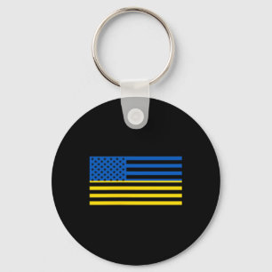 Porte-clés Drapeau Ukraine États-Unis Citoyen Américain Ukrai