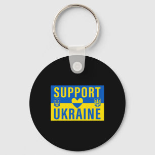 Porte-clés Drapeau ukrainien de soutien avec cœur