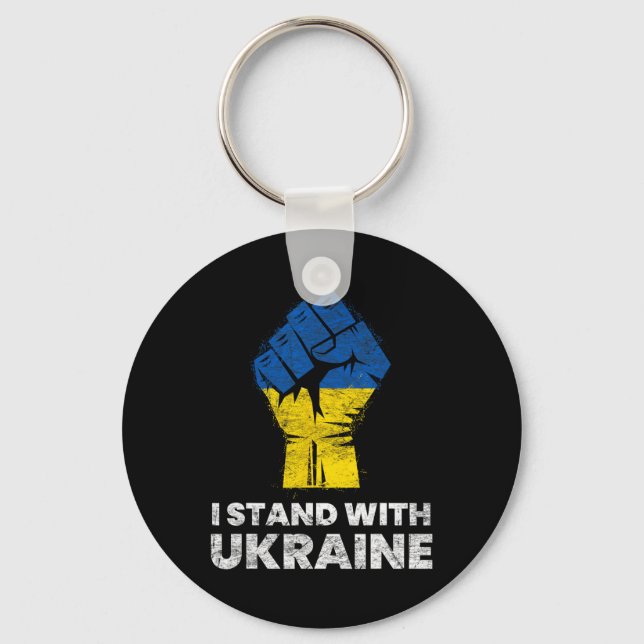 Porte-clés Drapeau ukrainien - Je suis avec le drapeau de l'U (Recto)