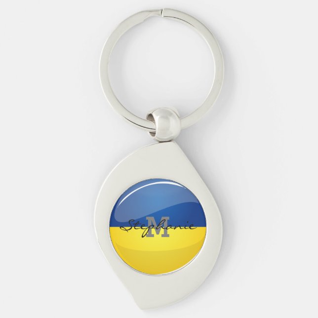 Porte-clés Drapeau ukrainien rond brillant (Devant)