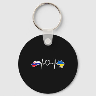 Porte-clés Drapeau ukrainien slovaque - Ukraine Slovaquie Cœu