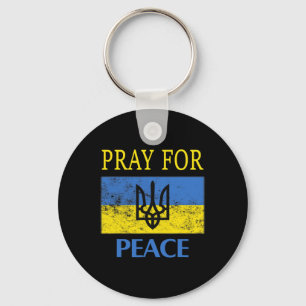 Porte-clés Drapeau ukrainien vintage Priez pour la paix Priez