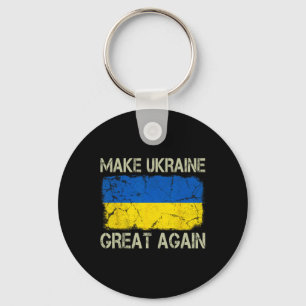 Porte-clés Drapeau ukrainien vintage rendrez l'Ukraine grande
