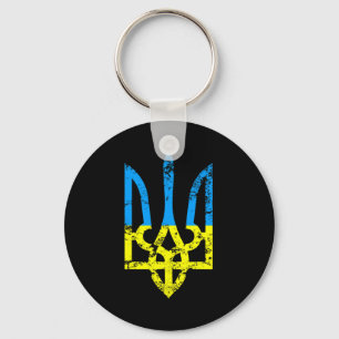 Porte-clés Drapeau ukrainien vintage Tryzub cadeau Ukraine