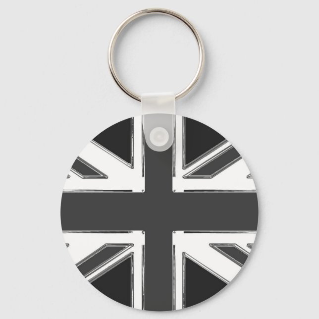 Porte-clés Drapeau Union Jack du Royaume-Uni - Chrome (Recto)