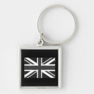 Porte-clés Drapeau Union Jack du Royaume-Uni - Chrome