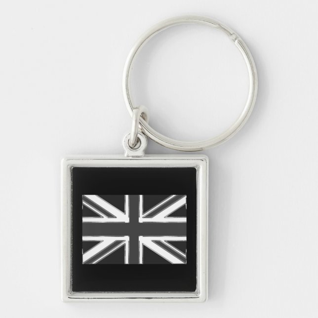 Porte-clés Drapeau Union Jack du Royaume-Uni - Chrome (Devant)