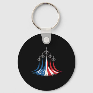 Porte-clés Drapeau Usa Bleu Blanc Rouge Avions De Chasse 4 Ju